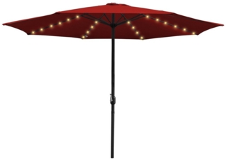 Clanmacy Sonnenschirm Ø3.5m Gartenschirm LED Ampelschirm Marktschirm Strandschirm UV Rot, LxB: 350x350 cm, Stabiler knickbar/für Garten, Balkon, Terasse/Sonnenschutz