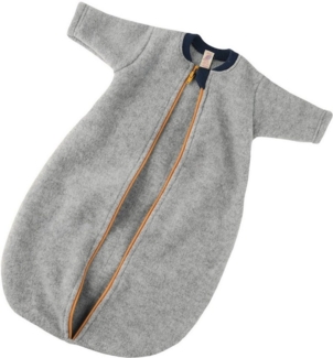 Engel Baby Schlafsack Langarm Wollfleece hellgrau melange - Gr??e 50/56 Kinder
