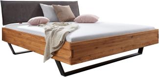 Bett >BE-0573< in braun aus Wildeiche massiv geölt - 165 x 95 x 213 cm (BxHxT)