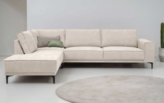 Places of Style Ecksofa Polsterecke Oland, Struktur, Flachgewebe, Luxus-Microfaser, Boucle, L-Form, 289 cm, Wellenunterfederung, Skandi-Design, Metallfüße