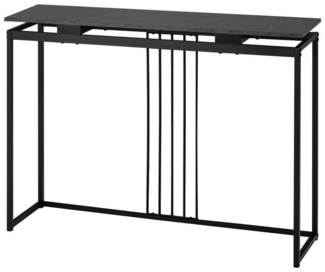 COSTWAY Konsolentisch Marmoroptik, schmal, Metallgestell, schwarz, 120x30x90cm