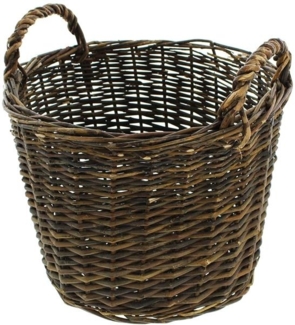 Füllkorb "Rustikal" aus Weide, braun, klein, rund Ø 27x19 cm, Weidenkorb, Obstkorb, Flechtkorb, Aufbewahrungskorb