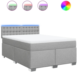 vidaXL Boxspringbett mit Matratze Hellgrau 140x200 cm Stoff 3288225