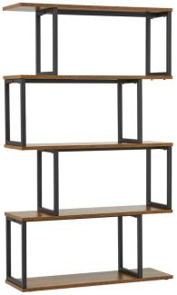 Mondeer Bücherregal Standregal, mit Metallrahmen, 76x24x127.5cm, Braun