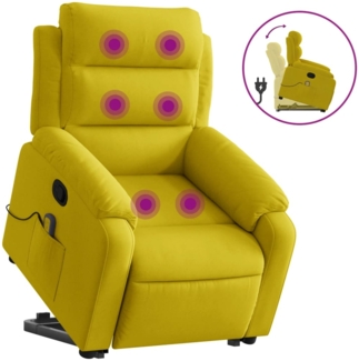 vidaXL Massagesessel mit Aufstehhilfe Gelb Samt 3205110