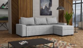 Ecksofa Schlafsofa Sofa AGNETA Stoff Lincoln Hellgrau Ottomane Rechts