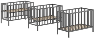 Babybett Kara-lynn 124x65x84 Wiege Massivholz Buche Anthrazit