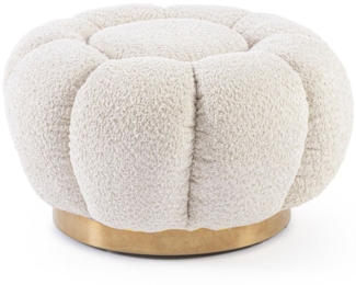 Pouf Florel aus Boucle-Stoff, Natur, 65 x 65 x 35 cm