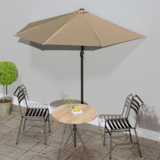 vidaXL Balkon-Sonnenschirm mit Alu-Mast Taupe 270x144 cm Halbrund 44590