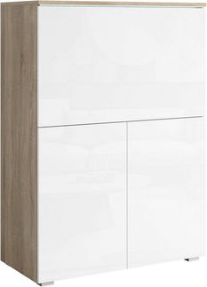 Home affaire PC-Schrank Vera, Sekretär, Home-Office-Schreibtisch mit LED-Beleuchtung (1 St), Multifunktional mit Stauraum, klappbare Tischfläche, LED, B 90 cm