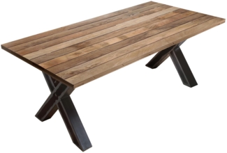 Tisch aus Mangoholz und Metall 240 x 77 x 100 cm antikschwarzes X-Gestell