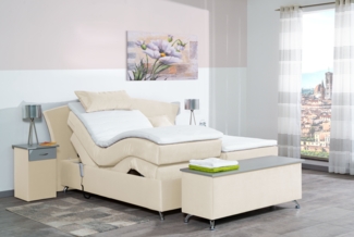 Meisterbetten Boxspringbett Huss 120x220 in VS-Creme, Matratzenbezug Nano, Ergoflex-Topper