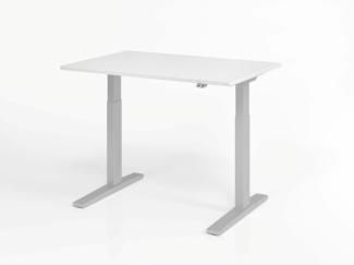 Sitz-Steh-Schreibtisch elektrisch 120x80 cm Weiß/Silber