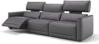 Sofanella Dreisitzer GALA Leder XXL Couch in Grau S: 222 Breite x 101 Tiefe