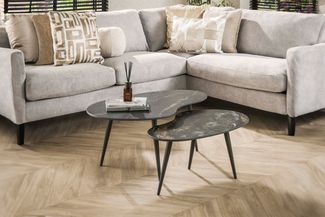 KAWOLA Couchtisch PONTE Set 2-tlg. Keramik schwarz nierenförmig 40 x 55 x 91 cm