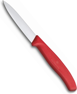 Victorinox, 6.7601, Swiss Classic, Gemüsemesser, Extra scharfe Klinge, mit geradem Schliff, robuster Kunststoff-Griff, Rot, Made in Switzerland, Spülmaschinengeeignet