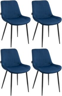 DELUKE® 4er Set Esszimmerstühle WIKIL Samt - 80x51x60cm, blau, Samt Metall matt schwarz Gestell Stühle Esszimmerstühle Stuhl Esszimmer Esstisch Stühle Küchenstuhl