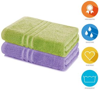 Lavea Badetuch Elena 2er Set Badetücher 100x150 cm, Duschtuch, 500 g/m² Frottier, weich & saugstark, pflegeleicht