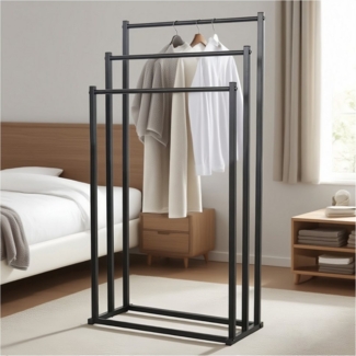 Rhein Beleuchtung Kleiderständer 3-stufiger Handtuchhalter stehend, freistehender Stummer Diener Metall, (Für Bad, Schlafzimmer & Waschküche – als Kleiderständer nutzbar), Rostfreier Herrendiener – ohne Bohren, stabil & schnell montierbar