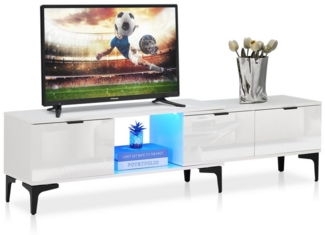 Ofcasa Lowboard TV-Schrank, 120-170x35x40cm Fernsehtisch mit LED Licht