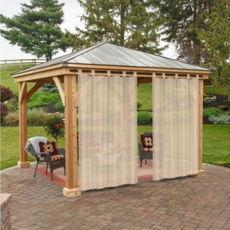 Rosnek Gardine Gaze, wasserdicht, Schlaufen, für Patio Lawn Garden Home Dekoration, (2 St), H×B: 213×132,243×132,274×132