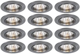 12x LED Einbaustrahler, rund, silber, 8,3 cm, PREMIUM LINE