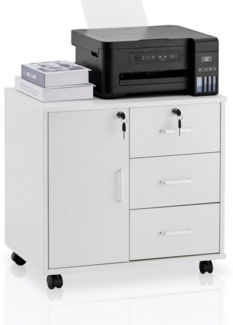 Ofcasa Aktenschrank Mobiler Aktenschrank mit 3 Schubladen (1er Set) 60x40x60cm abschließbar Büro-Rollschrank mit Rollen
