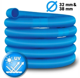 tillvex Poolschlauch 8m - Ø 38mm Blau Schwimmbadschlauch Saugschlauch Solarschlauch