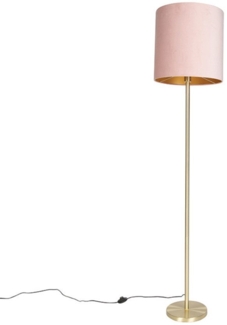 Qazqa Stehlampe Simplo, ohne Leuchtmittel, E27, Rosa, Modern, Textil, 1-flammig
