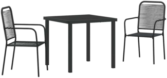 vidaXL Garten Essgruppe 3 pcs Schwarz Baumwollseil und Stahl 3379156