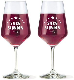 eXODA Weinglas Schrift Sternstunden Set aus 2 Gläsern, 2-tlg, Glas