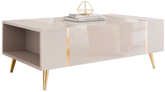 ALLHOUSE24 Couchtisch DIAMANT GOLD Sofatisch Hochglanz, Stauraum, goldene Beine, in 3 Farben, Breite 104 cm