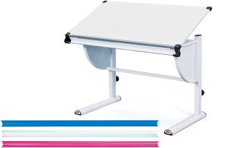 Kinderschreibtisch >Milo< (BxHxT: 110x93x60 cm) in Weiss/Pink/Blau