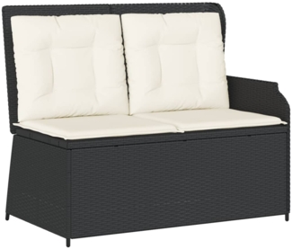 vidaXL Gartenbank Verstellbar mit Kissen Schwarz Poly Rattan 368937