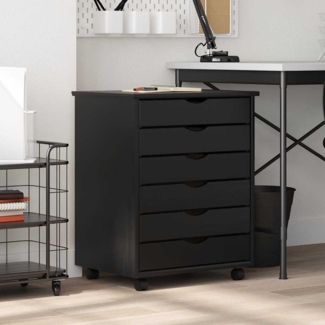 vidaXL Rollschrank mit Schubladen MOSS Schwarz Massivholz Kiefer 4015784