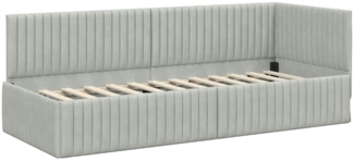 vidaXL Eckbettgestell mit Kopfteil Hellgrau 80 cm x 200 cm Stoff 42016246