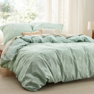 BEDSURE Wendebettwäsche mit Zweige-Design und Reißverschluss, ÖKO-TEX zertifiziert, 3 teilig, aus 100% natürlicher Baumwolle, mit 8 stabilen Eckbändchen