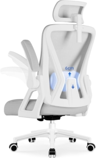 Bürostuhl Ergonomisch Verstellbarer Kopfstütze Armlehnen Lendenwirbelstütze Grau