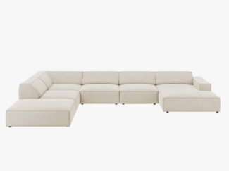 Micadoni Panorama-Ecksofa Jodie 7-Sitzer Links Samt Bluvel Dunkelbeige
