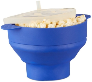 relaxdays Schüssel Popcorn Maker Silikon für die Mikrowelle, Silikon, blau