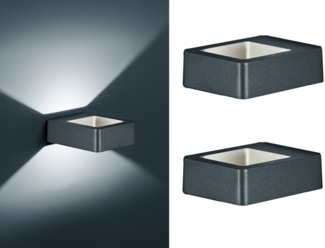 LED Außenwandleuchte in Anthrazit - 2er SET Außenbeleuchtung für Haus & Garten