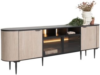 Sideboard Aramon, Holzwerkstoff, Anthrazit, Braun, 240 x 80 x 45 cm