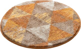 Grund Badematte Curati, Höhe 20 mm, rutschhemmend beschichtet, fußbodenheizungsgeeignet, strapazierfähig, Polyacryl, rund, flauschige Oberfläche, Made in Europe, geometrisches Muster