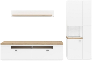 set one by Musterring Wohnwand Lancaster, 3-teilig mit Fronten in weiß oder grau, Breite ca. 300cm