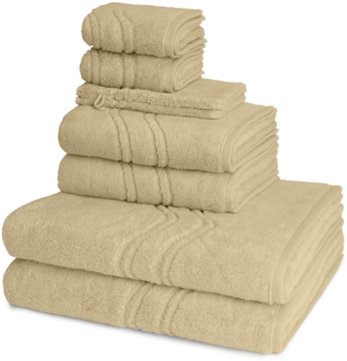 Ross Cashmere feeling 8 tlg. Frottier-Set - 2 X Handtuch (50 X 100cm), 2 X Duschtuch (75 X 140cm), 2 X Gästetuch (30 X 50cm), 2 X Waschhandschuh (16 X 22cm) - 520 g/m2 - Cappuccino