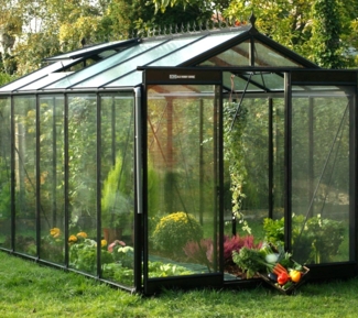 ACD Glas Gewächshaus R205H | Schwarz | 371x232x235