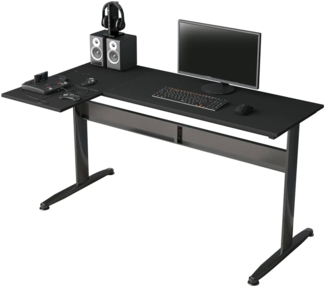 Dmora Schreibtisch Acua, Eckschreibtisch, Mehrzweck-Büroschreibtisch, fester platzsparender Schreibtisch, 80x140h75 cm, Schwarz