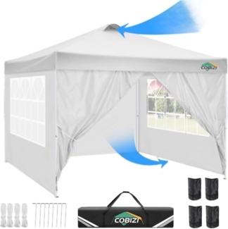 COBIZI Pavillon 3x3 UV-Schutz 50+ Wasserdicht Stabil mit 4 Seitenteilen