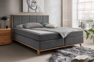 Boxspringbett 'Niklas' 180x200 cm Eiche Stoff anthrazit