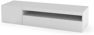 Dmora TV-Schrank Ardy, niedriges Wohnzimmer-Sideboard mit 2 Türen, Fernsehständer-Basis, 100 % Made in Italy, 150 x 40 x 37 cm, glänzend weiß, mit LED-Licht